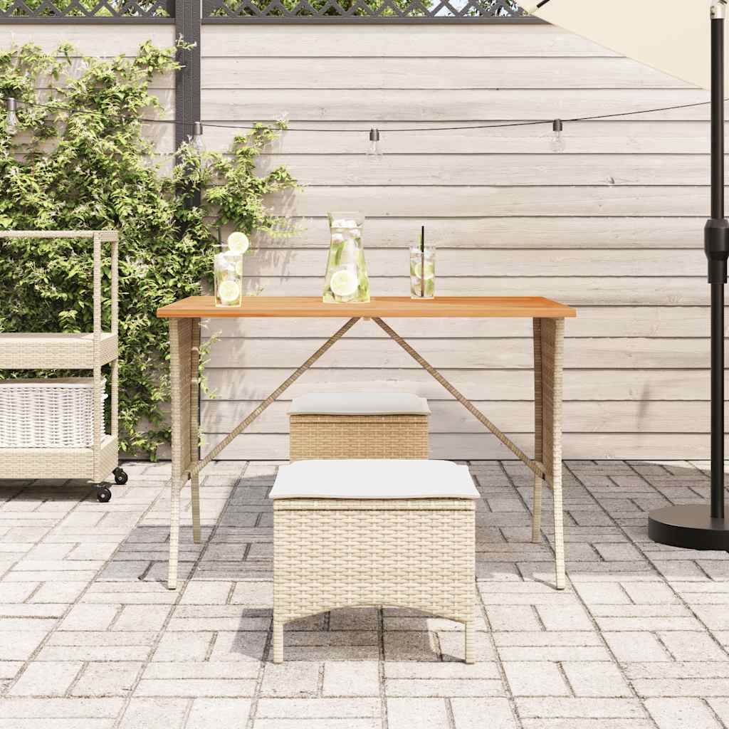 Ensemble à manger de jardin et coussins 3 pcs Beige poly rotin - XIOS