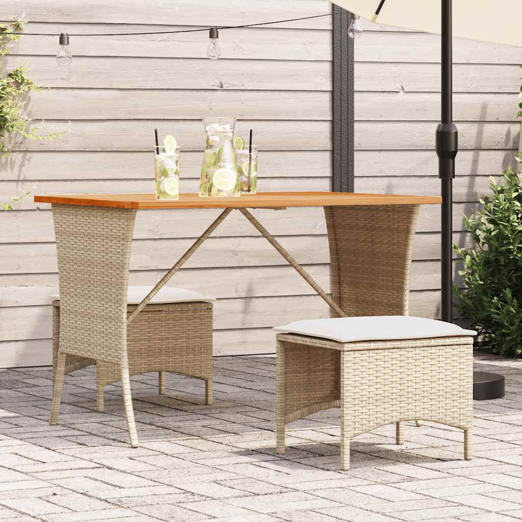 Ensemble à manger de jardin et coussins 3 pcs Beige poly rotin - XIOS