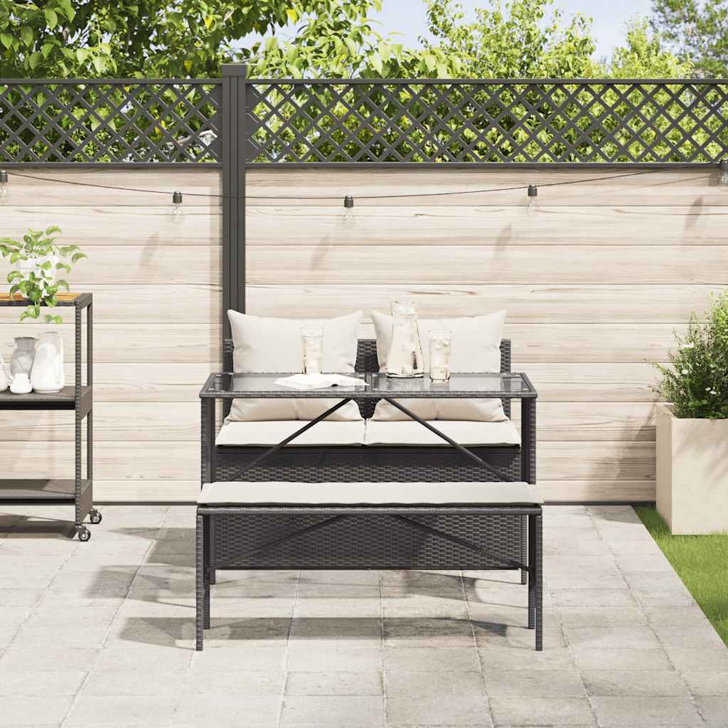 Ensemble à manger de jardin avec coussins 3 pcs Noir - XIOS