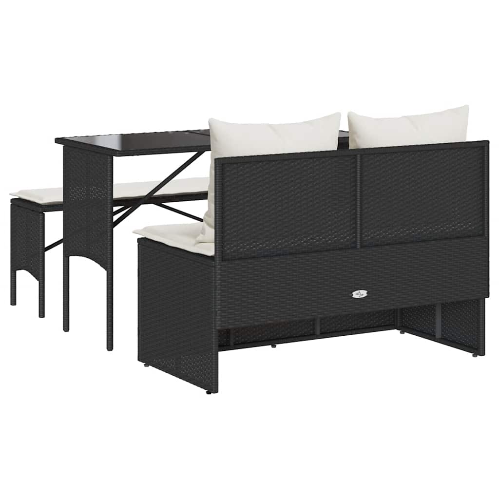 Ensemble à manger de jardin avec coussins 3 pcs Noir - XIOS