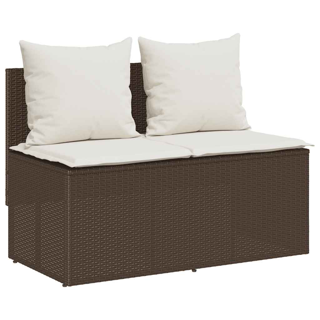 Ensemble à manger de jardin 3 pcs et coussins marron poly rotin - XIOS