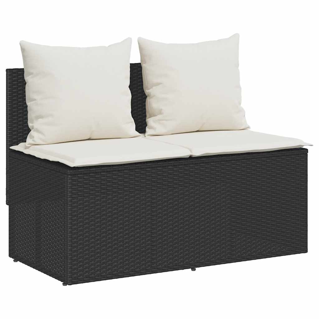 Ensemble de salle à manger de jardin 3 pcs avec coussins noir résine tressée - XIOS