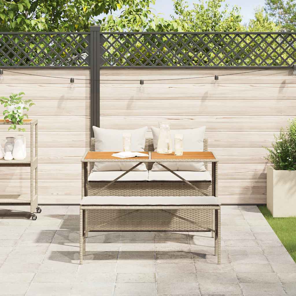 Ensemble de salle à manger de jardin 3 pcs avec coussins beige résine tressée - XIOS