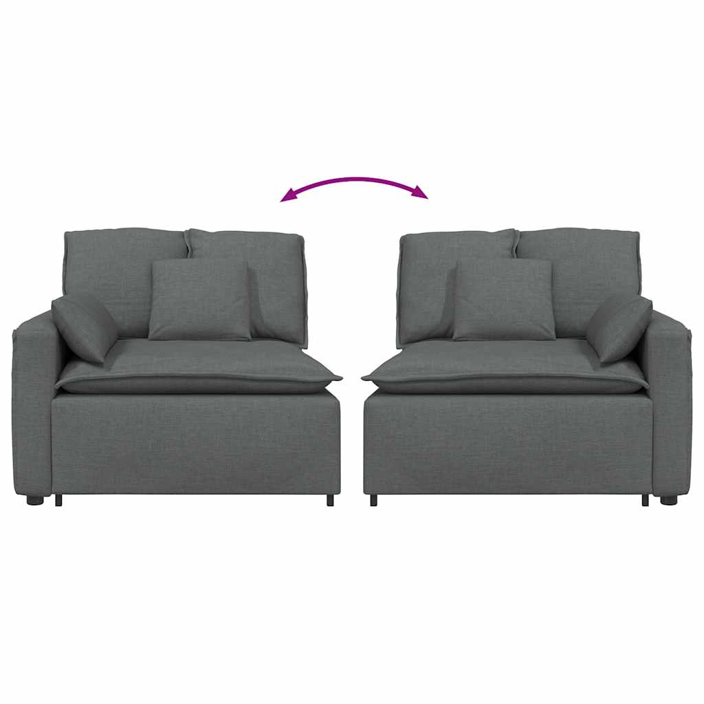 Module d'extrémité d'accoudoir de canapé modulaire avec coussins gris foncé 100 cm - XIOS