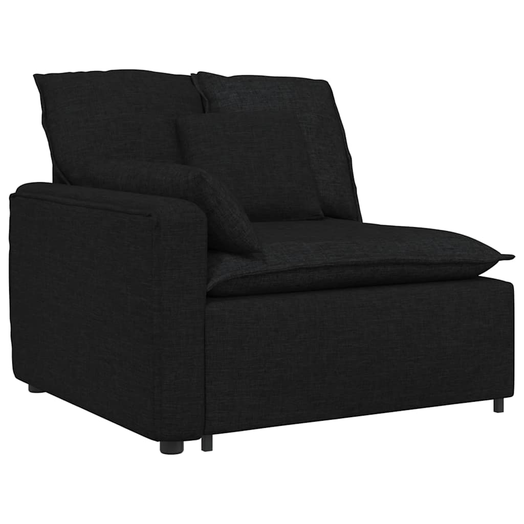 Module d'extrémité d'accoudoir de canapé modulaire avec coussins noirs 100 cm - XIOS