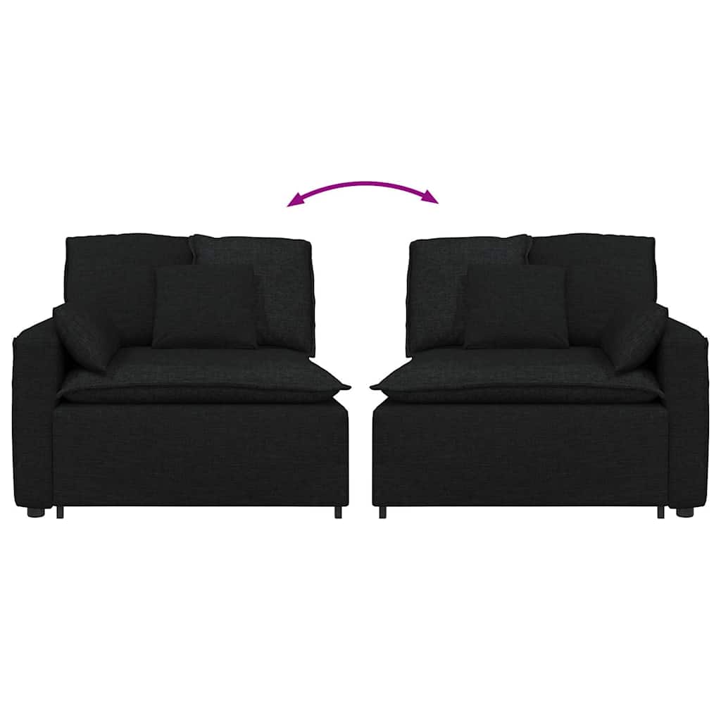 Module d'extrémité d'accoudoir de canapé modulaire avec coussins noirs 100 cm - XIOS