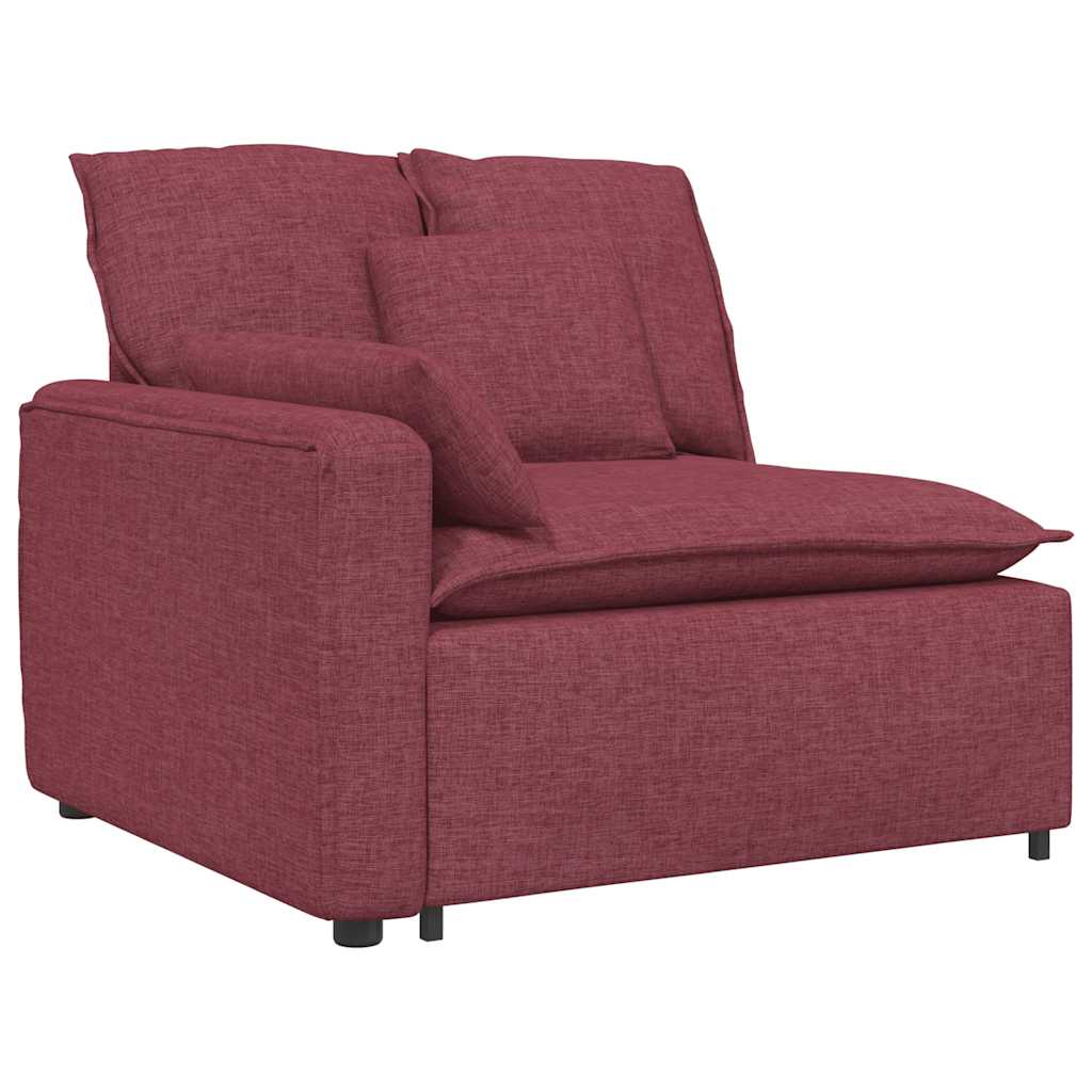 Module d'extrémité d'accoudoir de canapé modulaire avec coussins rouge bordeaux 100 cm - XIOS