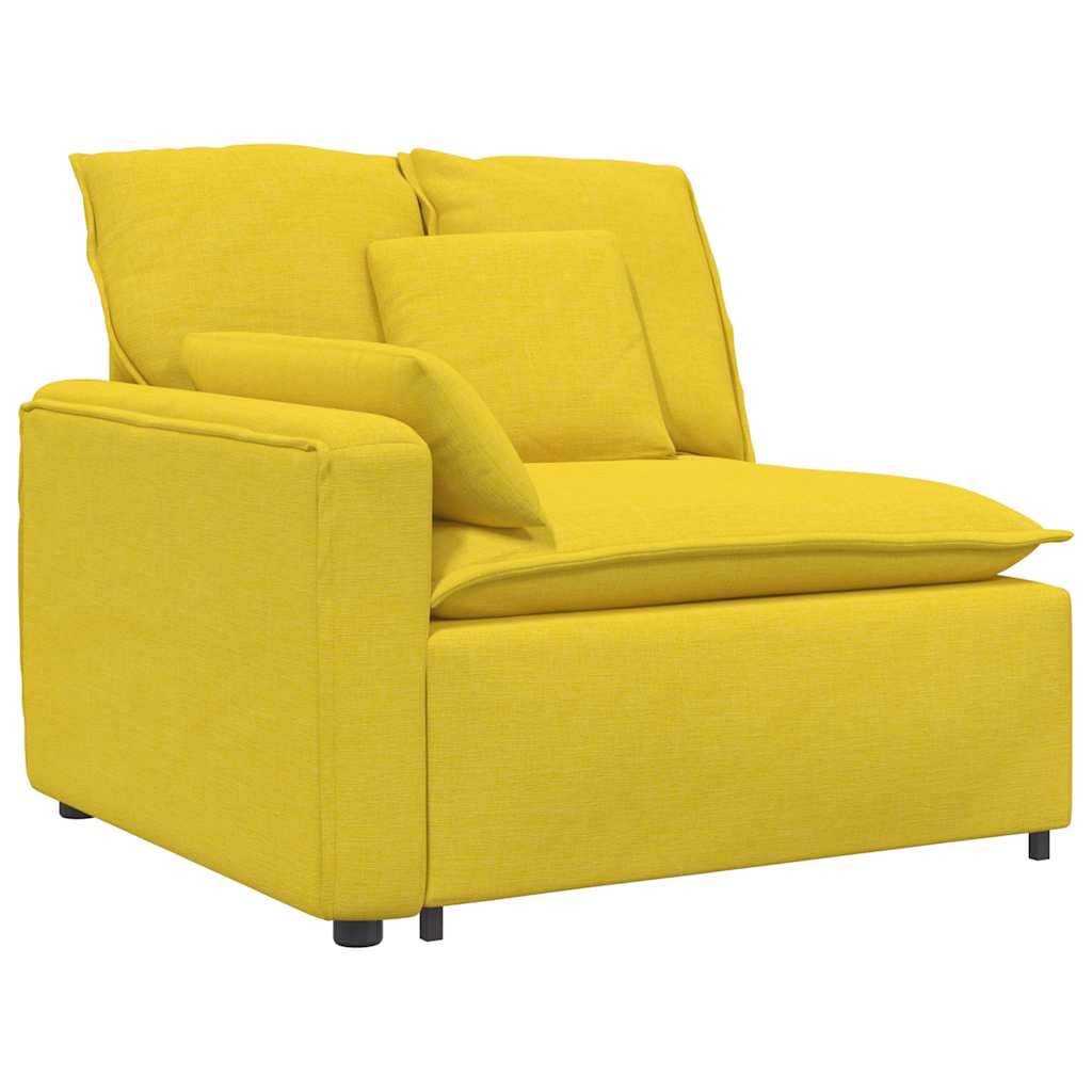Module d'extrémité d'accoudoir de canapé modulaire avec coussins jaune clair 100 cm - XIOS