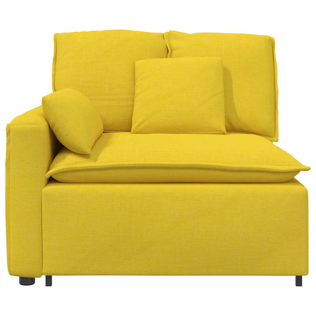 Module d'extrémité d'accoudoir de canapé modulaire avec coussins jaune clair 100 cm - XIOS