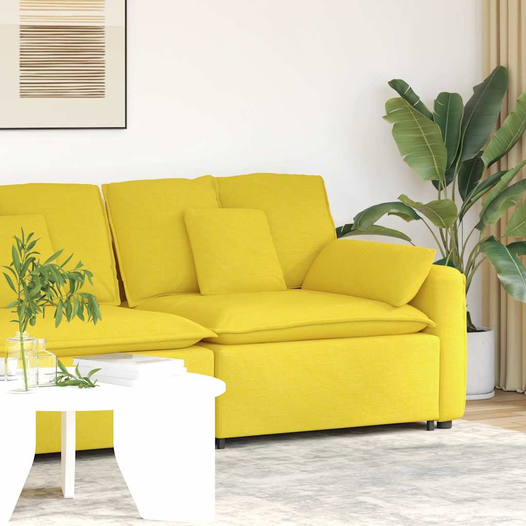 Module d'extrémité d'accoudoir de canapé modulaire avec coussins jaune clair 100 cm - XIOS