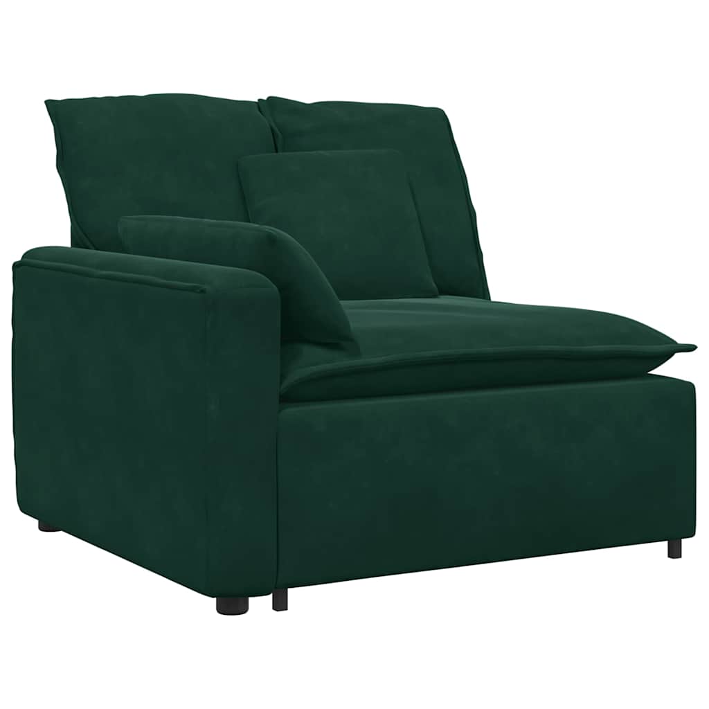Module d'extrémité d'accoudoir de canapé modulaire avec coussins vert foncé 100 cm - XIOS