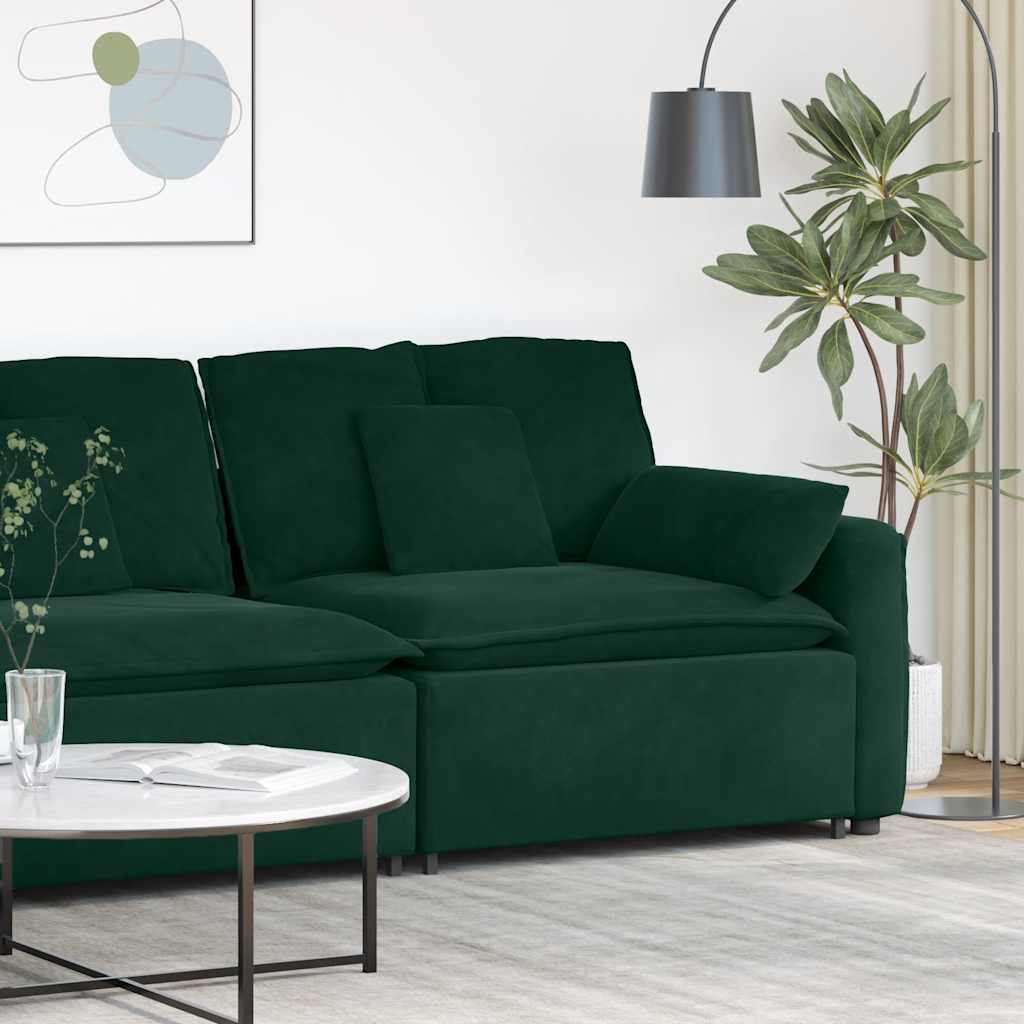 Module d'extrémité d'accoudoir de canapé modulaire avec coussins vert foncé 100 cm - XIOS