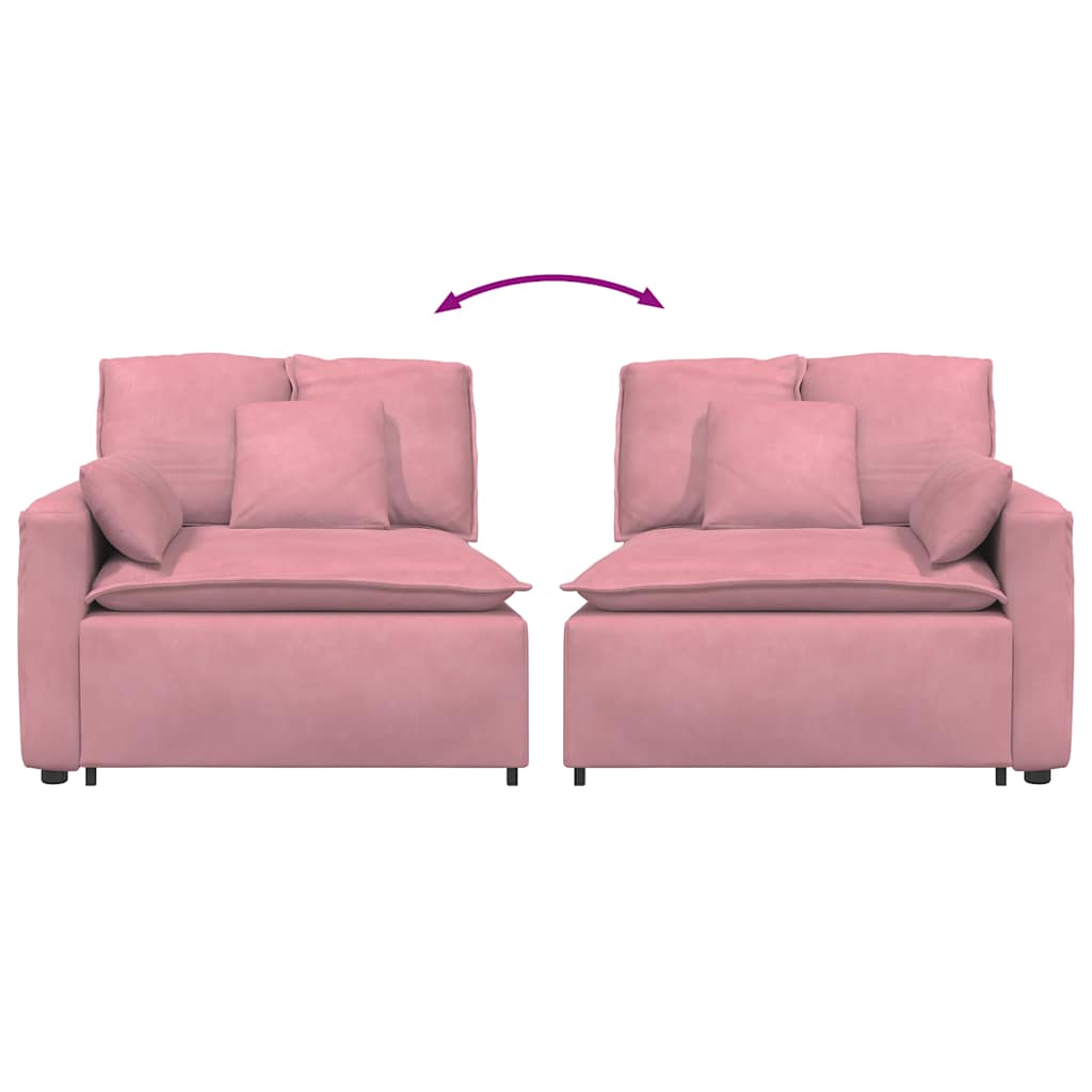 Module d'extrémité d'accoudoir de canapé modulaire avec coussins roses 100 cm - XIOS