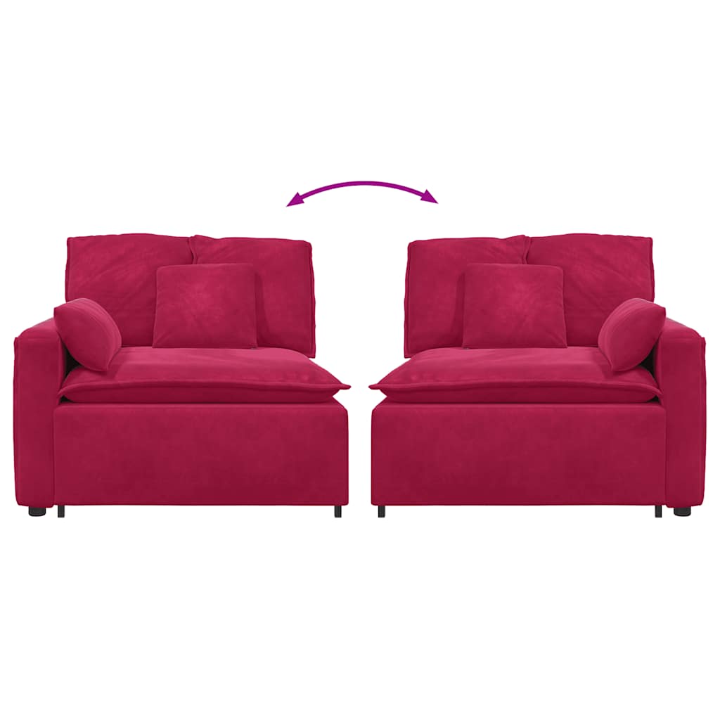 Module d'extrémité d'accoudoir de canapé modulaire avec coussins rouge bordeaux 100 cm - XIOS