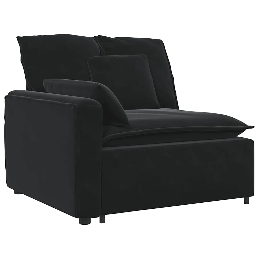 Module d'extrémité d'accoudoir de canapé modulaire avec coussins noirs 100 cm - XIOS