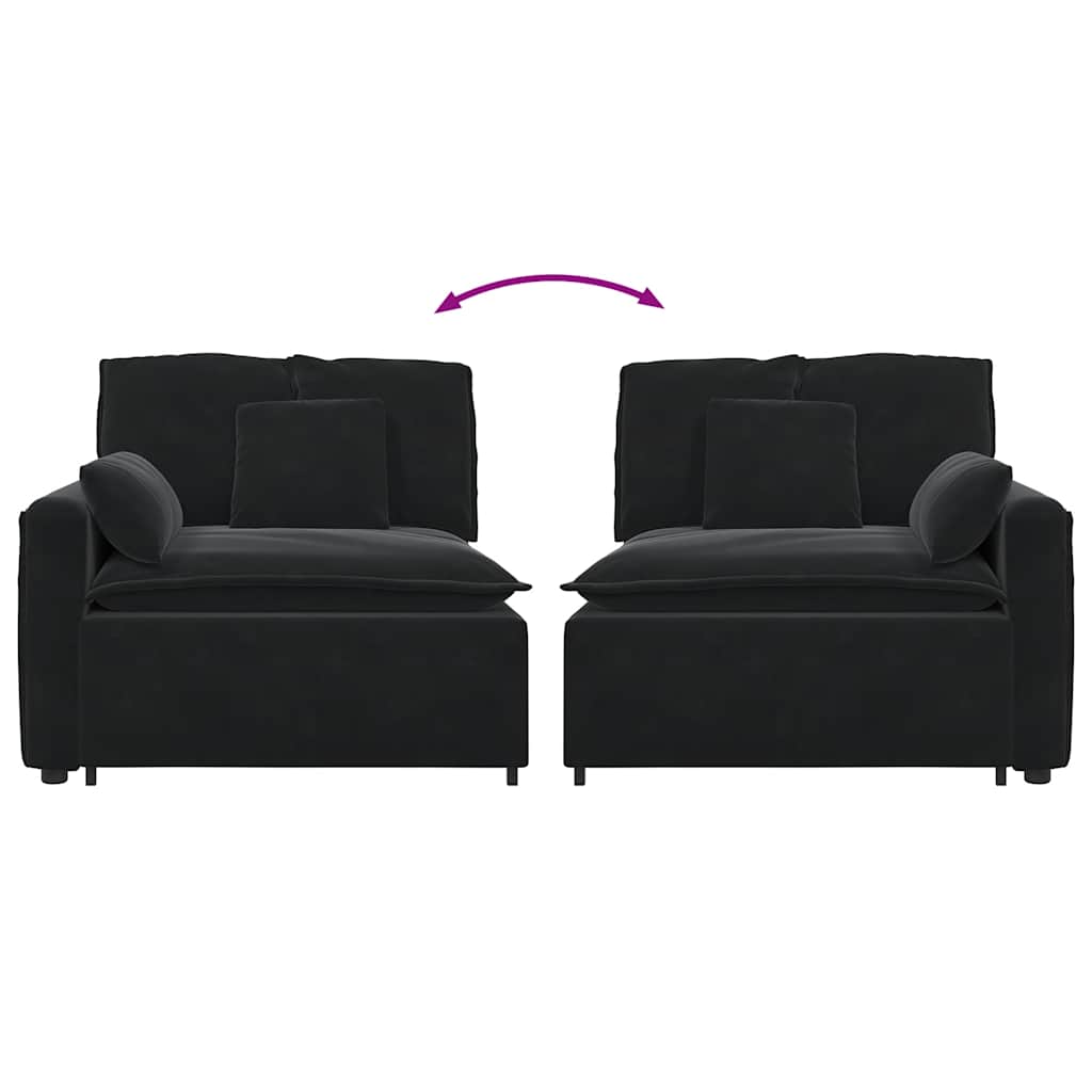 Module d'extrémité d'accoudoir de canapé modulaire avec coussins noirs 100 cm - XIOS
