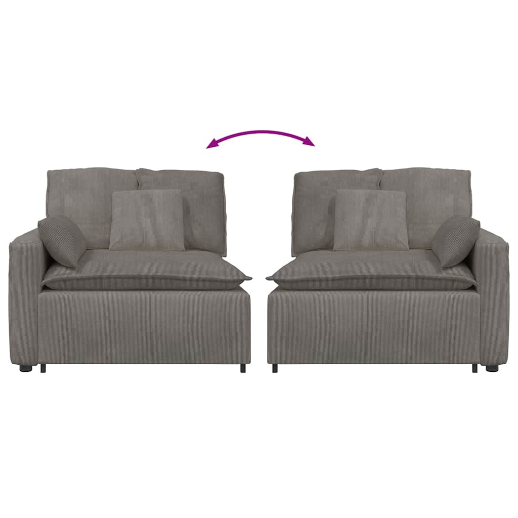 Module d'extrémité d'accoudoir de canapé modulaire avec coussins gris clair 100 cm - XIOS