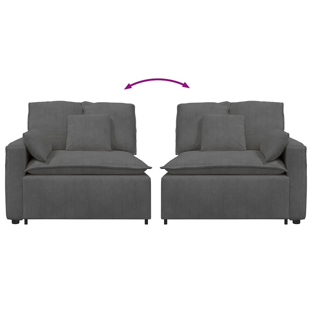 Module d'extrémité d'accoudoir de canapé modulaire avec coussins gris foncé 100 cm - XIOS