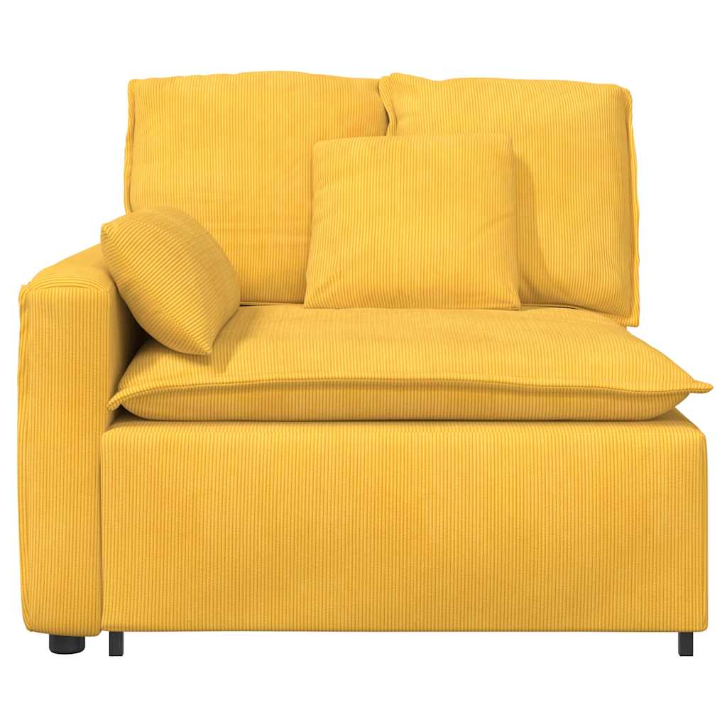 Module d'extrémité d'accoudoir de canapé modulaire avec coussins jaune clair 100 cm - XIOS