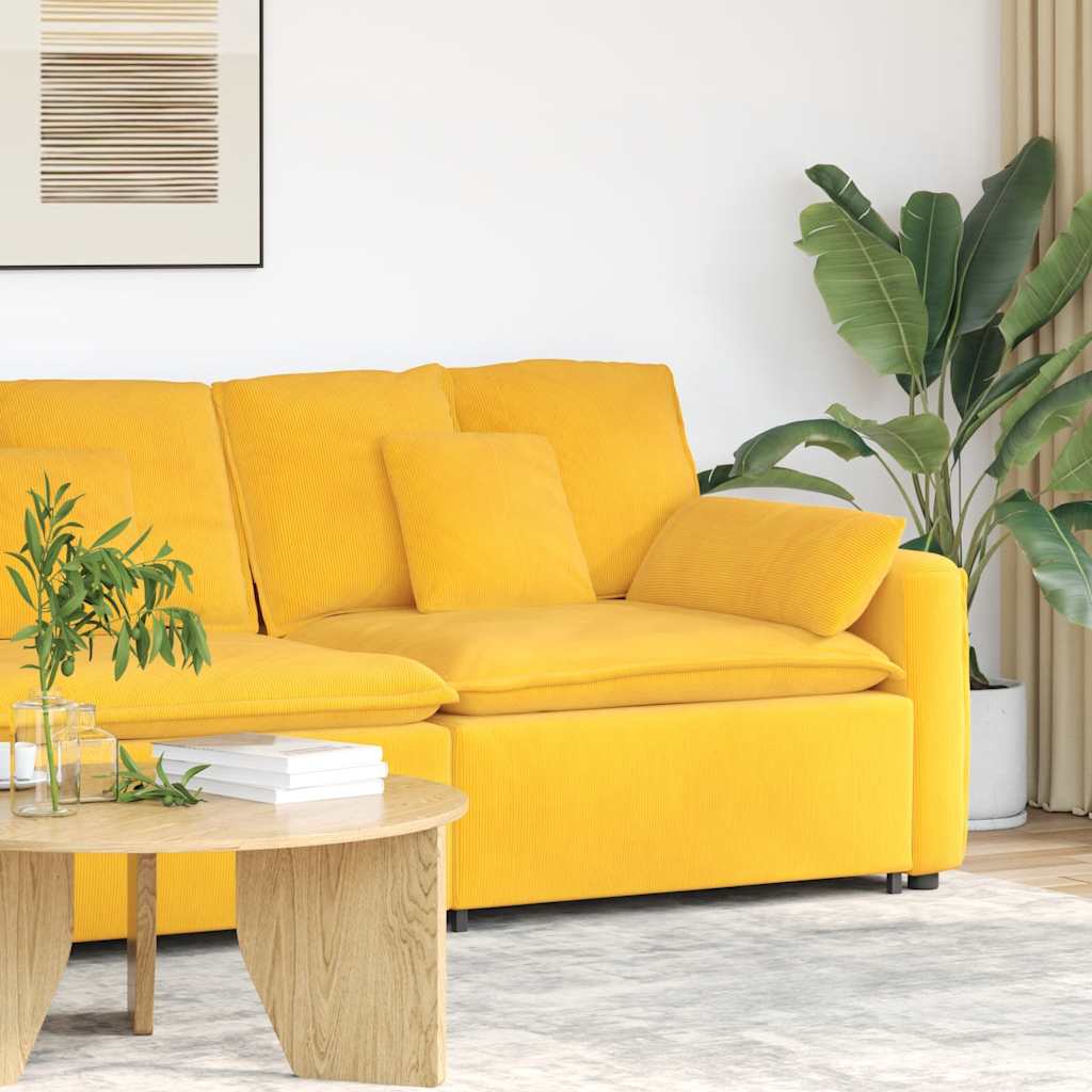 Module d'extrémité d'accoudoir de canapé modulaire avec coussins jaune clair 100 cm - XIOS
