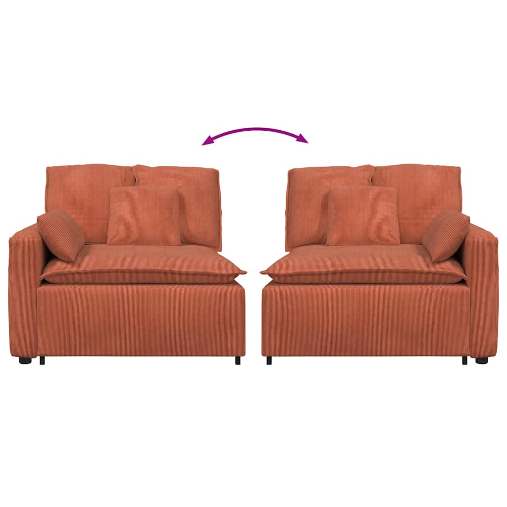 Module d'extrémité d'accoudoir de canapé modulaire avec coussins rouge orangé 100 cm - XIOS