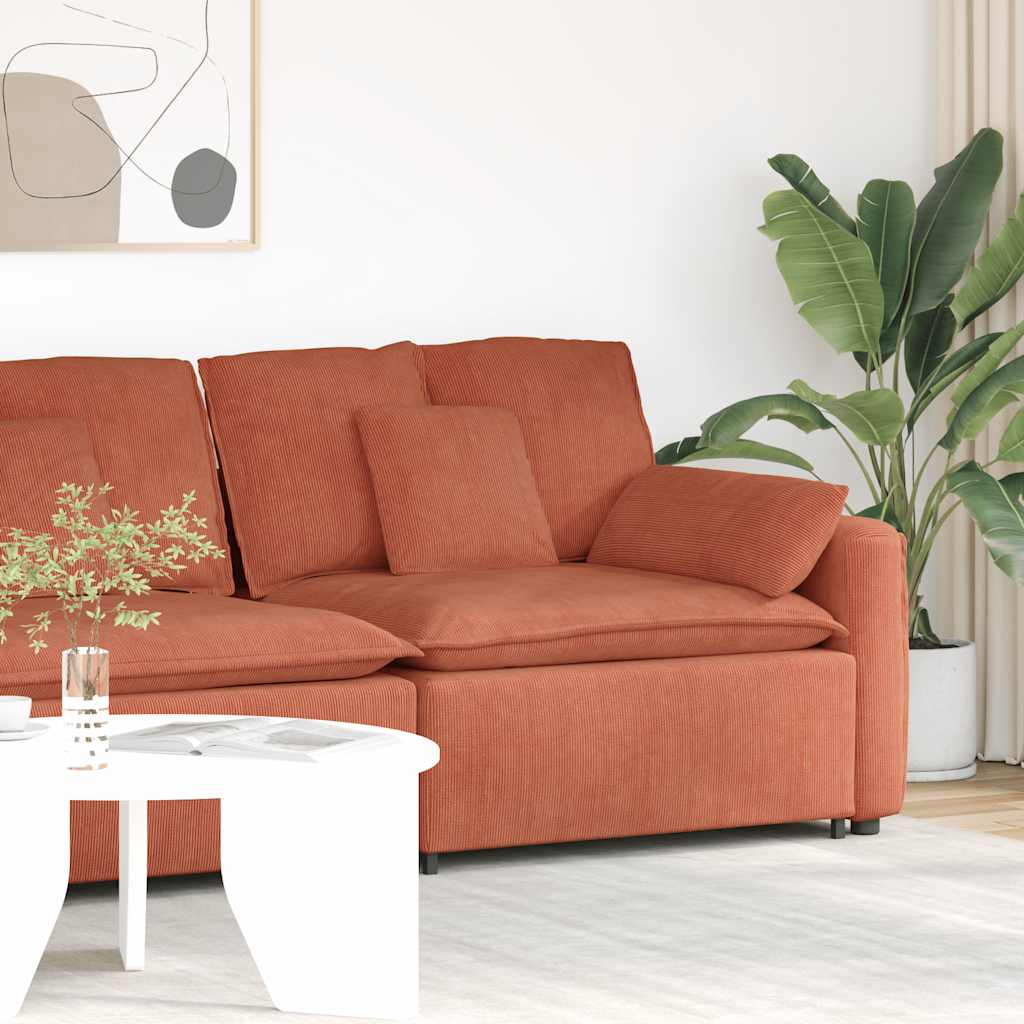 Module d'extrémité d'accoudoir de canapé modulaire avec coussins rouge orangé 100 cm - XIOS