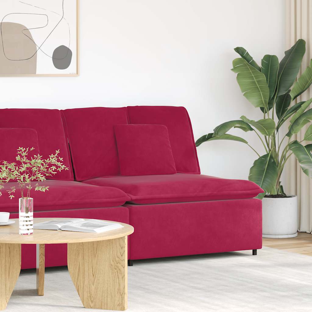 Module central de canapé modulable avec coussins rouge bordeaux 100 cm - XIOS