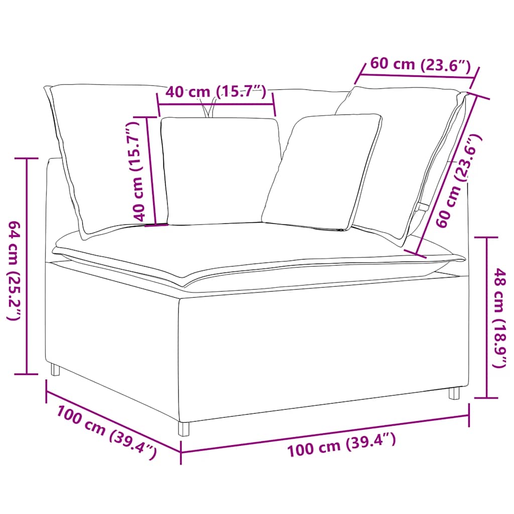Module d'angle pour canapé modulable avec coussins vert foncé 100 cm - XIOS