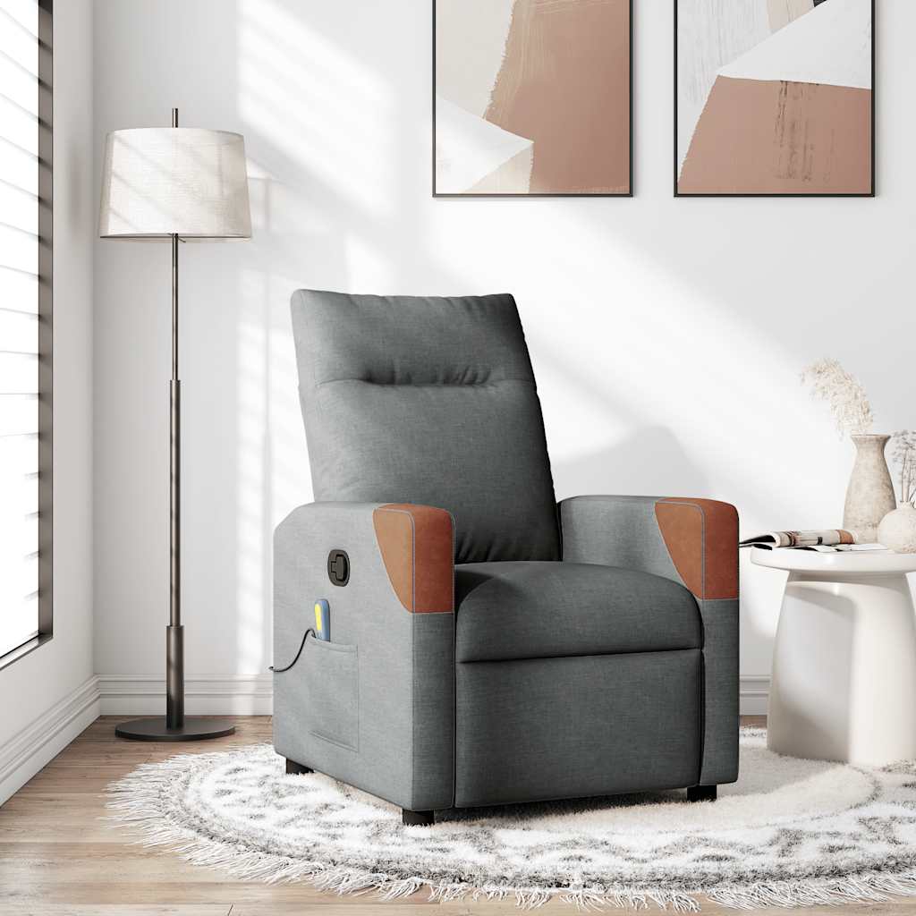 Fauteuil inclinable de massage en tissu gris foncé - XIOS