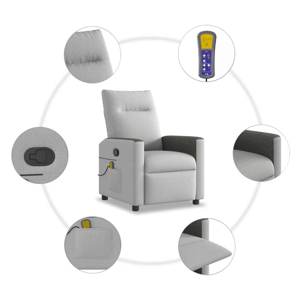 Fauteuil de massage inclinable gris nuage tissu - XIOS