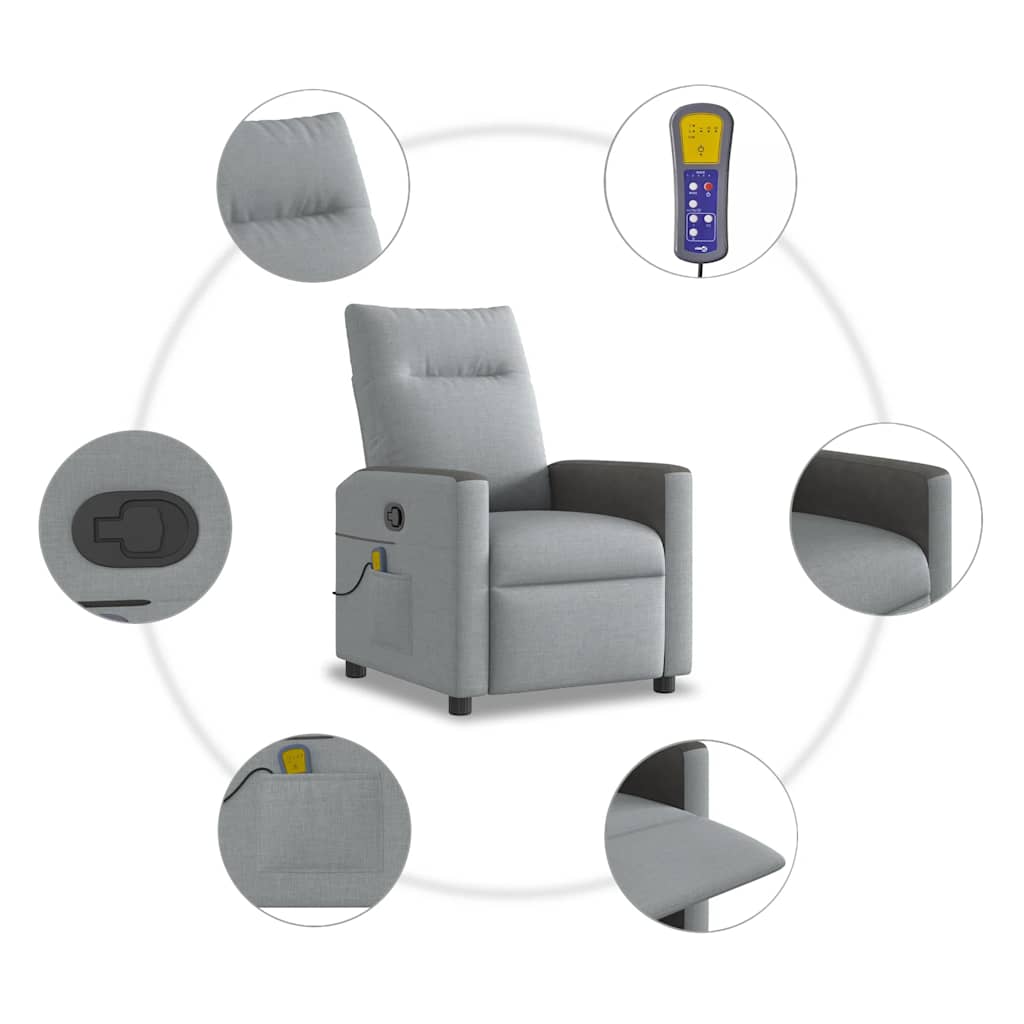 Fauteuil de massage inclinable Gris clair Tissu - XIOS