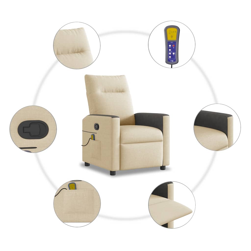 Fauteuil de massage inclinable Crème Tissu - XIOS