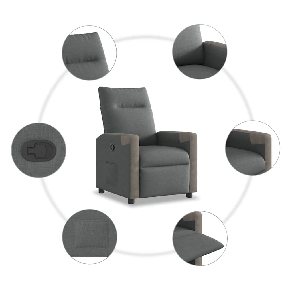 Fauteuil inclinable Gris foncé Tissu - XIOS