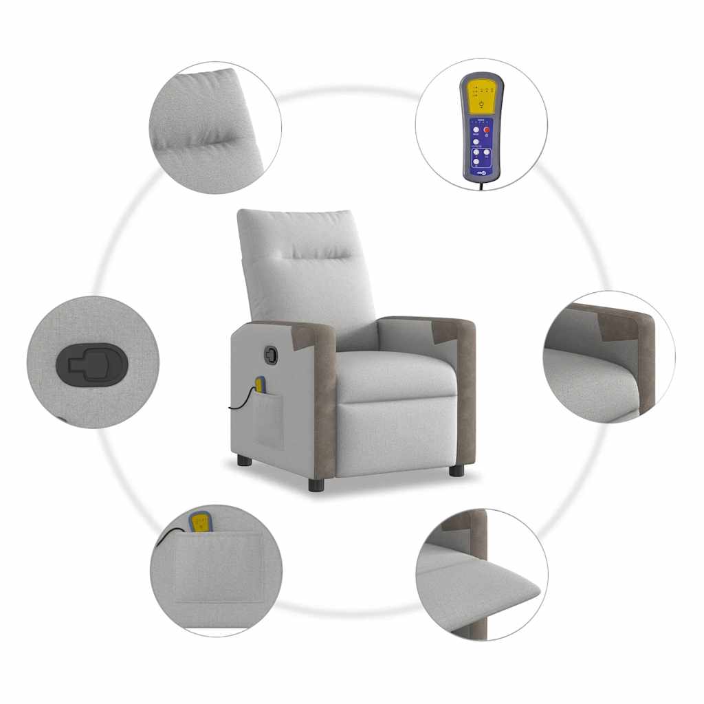 Fauteuil de massage inclinable gris nuage tissu - XIOS