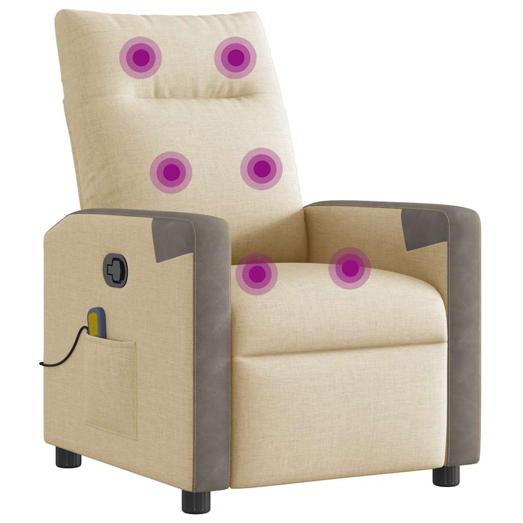 Fauteuil de massage inclinable Crème Tissu - XIOS