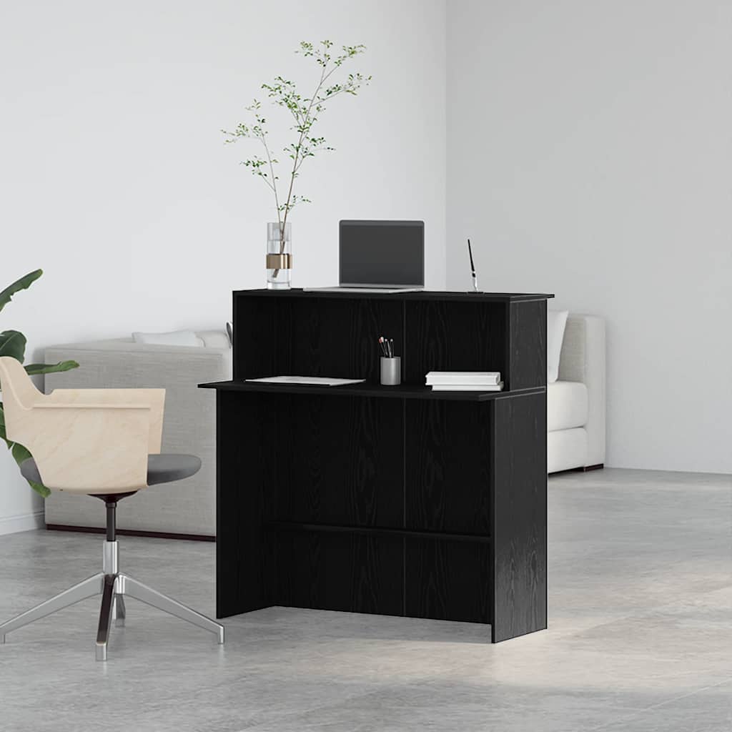 Bureau de réception noir 100x50x103,5 cm bois d'ingénierie - XIOS
