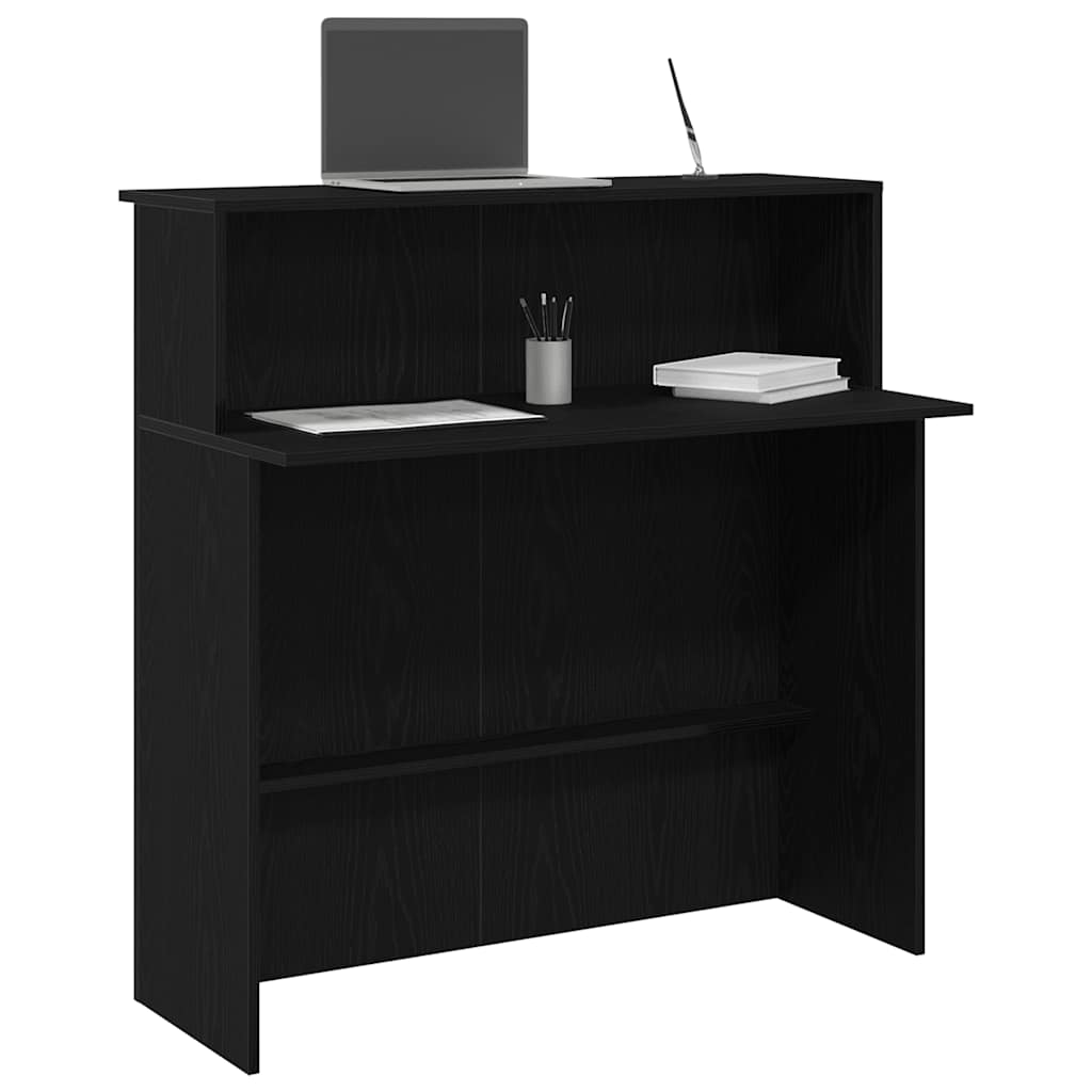 Bureau de réception noir 100x50x103,5 cm bois d'ingénierie - XIOS
