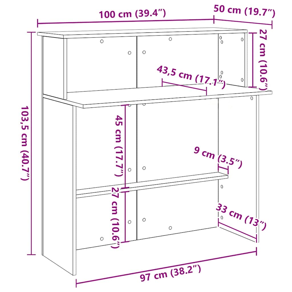 Bureau de réception Chêne Sonoma 100x50x103,5 cm Bois d'ingénierie - XIOS
