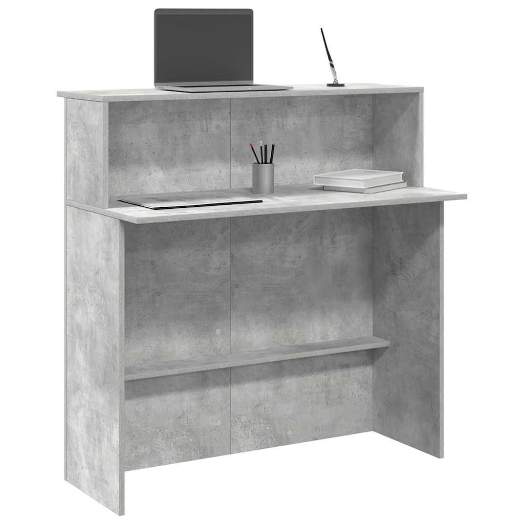 Bureau de réception gris béton 100x50x103,5cm bois d'ingénierie - XIOS