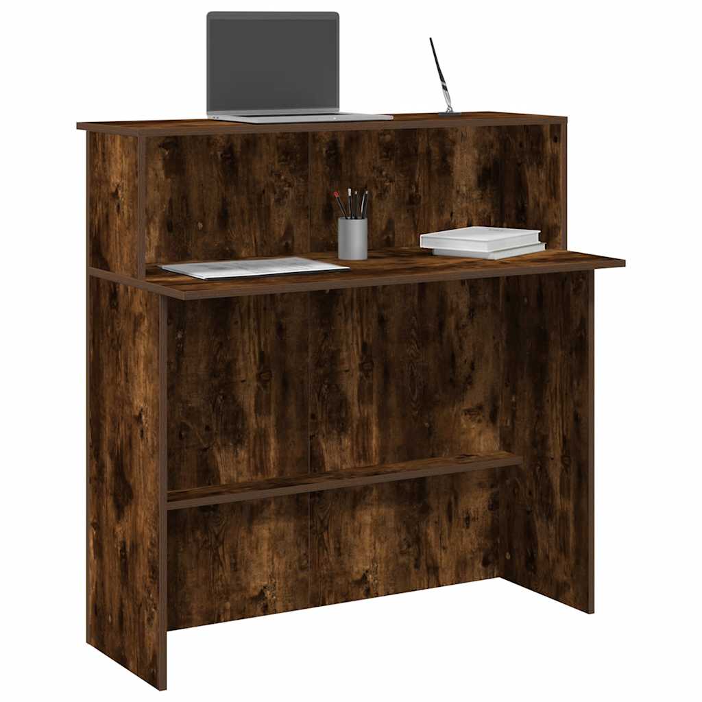 Bureau de réception chêne fumé 100x50x103,5cm bois d'ingénierie - XIOS