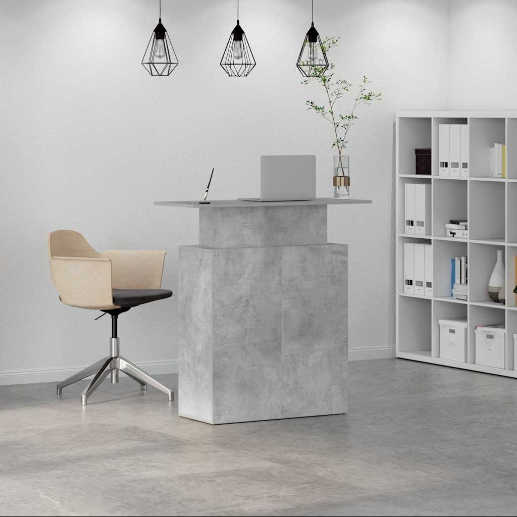 Bureau de réception gris béton 100x40x104 bois d'ingénierie - XIOS