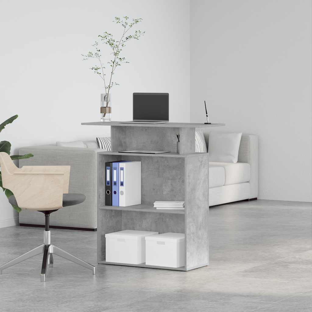Bureau de réception gris béton 100x40x104 bois d'ingénierie - XIOS