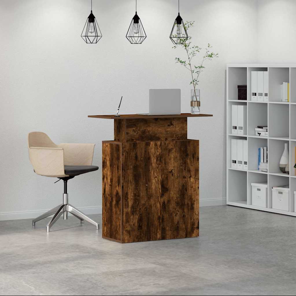 Bureau de réception chêne fumé 100x40x104 cm bois d'ingénierie - XIOS