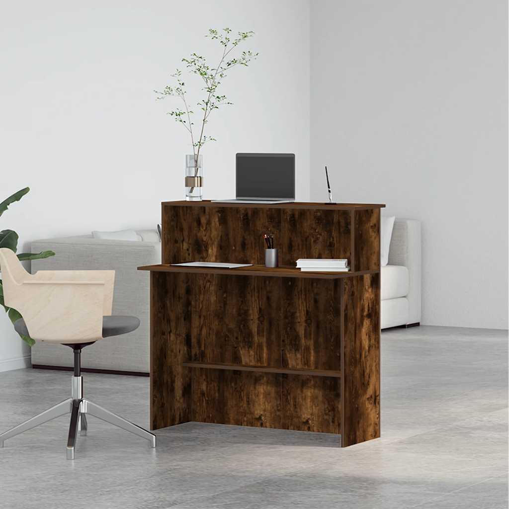 Bureau de réception chêne fumé 100x40x104 cm bois d'ingénierie - XIOS