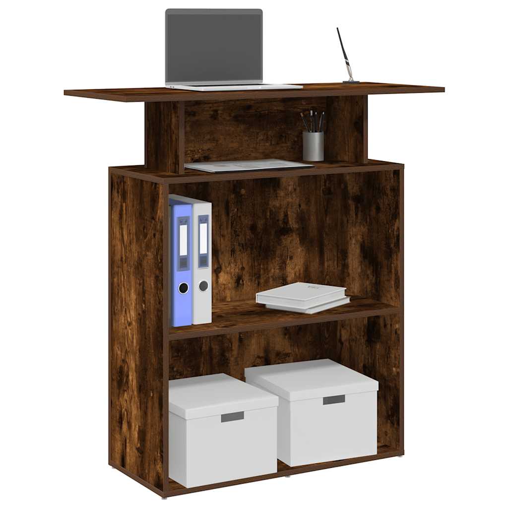 Bureau de réception chêne fumé 100x40x104 cm bois d'ingénierie - XIOS