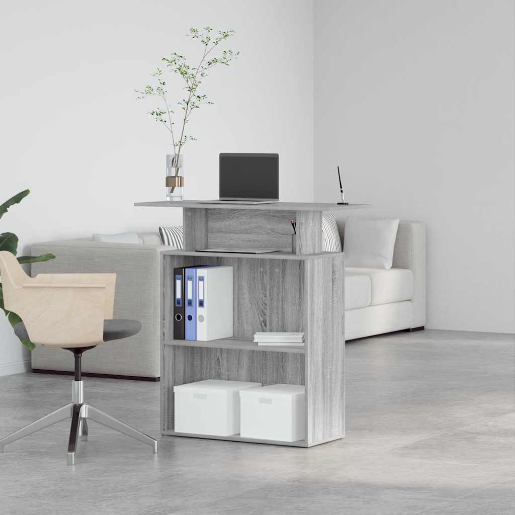 Bureau de réception sonoma gris 100x40x104 cm bois ingénierie - XIOS