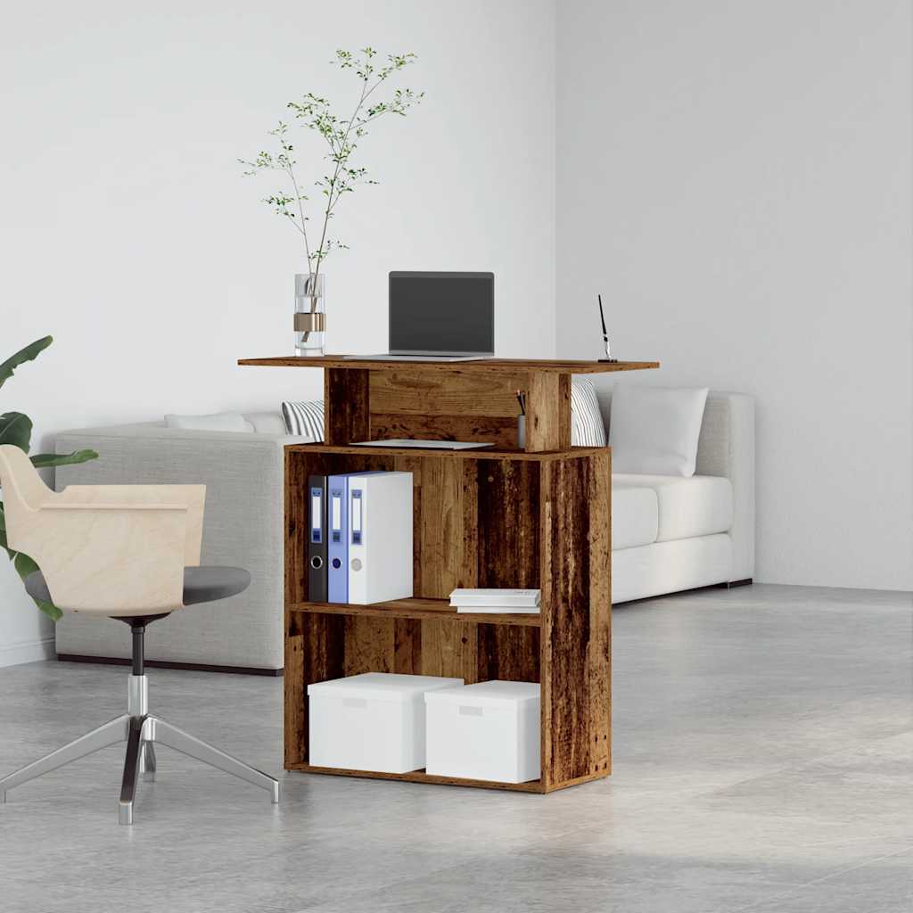 Bureau de réception vieux bois 100x40x104 cm bois d'ingénierie - XIOS
