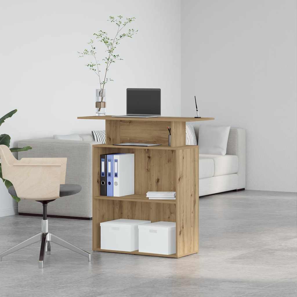 Bureau réception chêne artisanal 100x40x104 cm bois ingénierie - XIOS