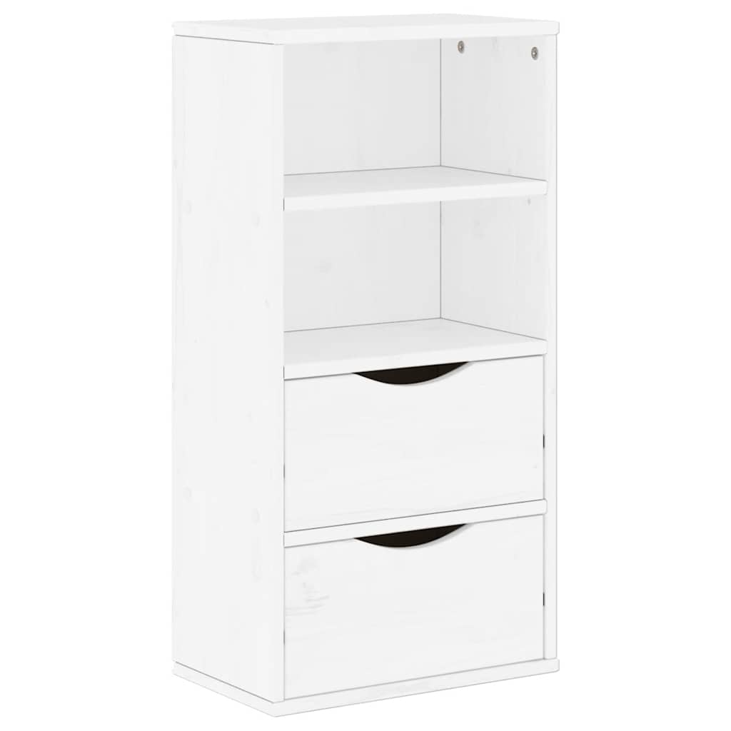 Armoire latérale tiroirs ODDA blanc 40x24x79 cm bois massif pin - XIOS