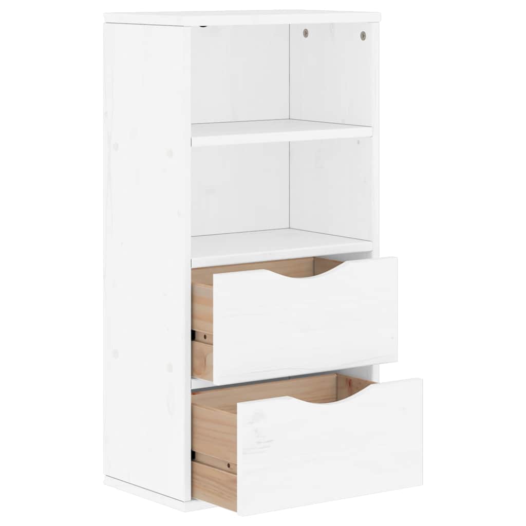 Armoire latérale tiroirs ODDA blanc 40x24x79 cm bois massif pin - XIOS
